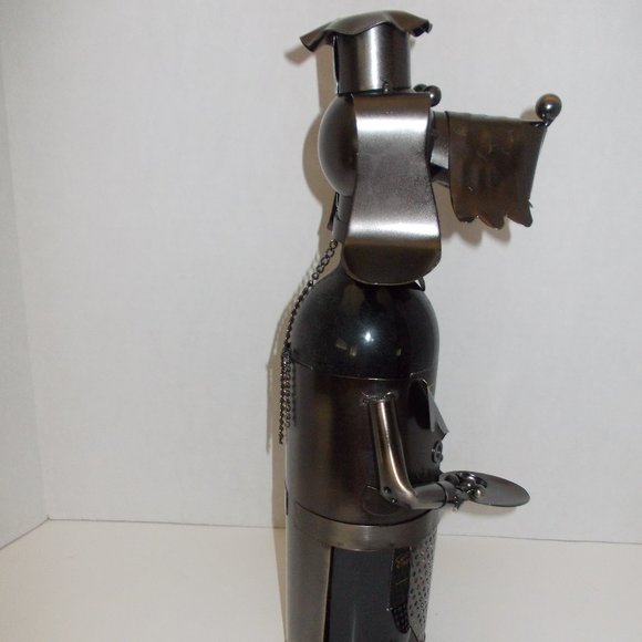NWT Metal Master Chef Dog Wine Bottle Holder Bar Caddy - Picture 5 of 6